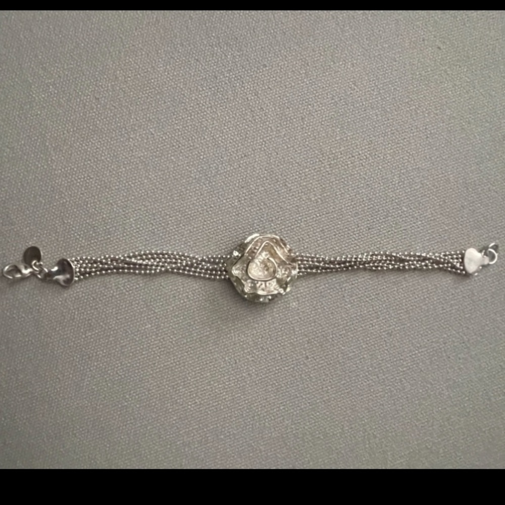 Substantial Sterling silver puffy rose bracelet